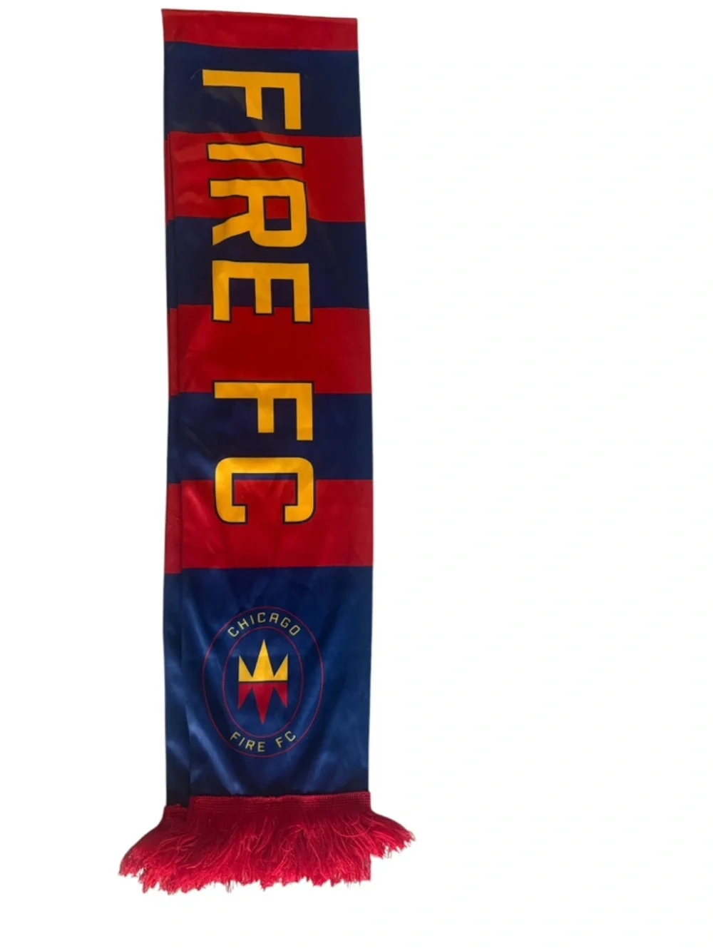 Chicago Fire FC Football Club Soccer Red, Navy & Yellow Gold Silky Neck Scarf